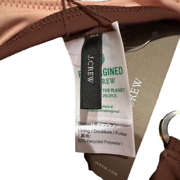 J. Crew O-Ring Tie-Shoulder Bikini Swim Top in Brown Sz 3XL‎ Plus NEW - Picture 3 of 5